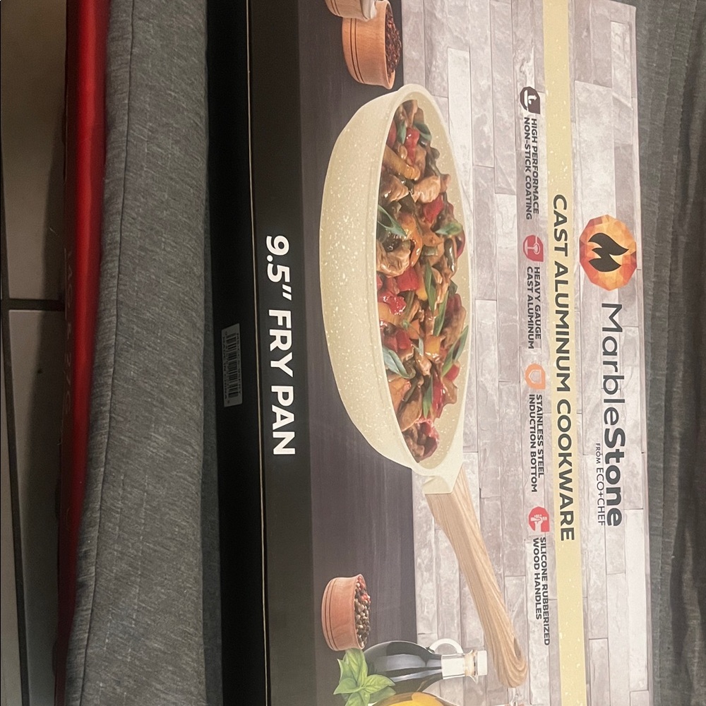 MARBLESTONE Cream Cast Aluminum Fry Pan